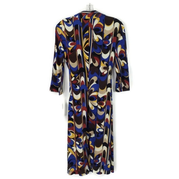 La Belle Multicolor Psychedelic Mod Print Half Sleeve Knit Wrap Dress Womens M - Picture 11 of 11